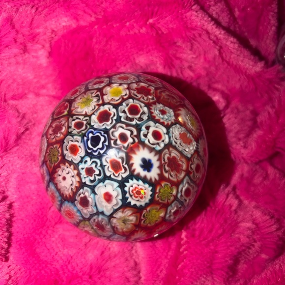 Colorful Millefiori Glass Paperweight